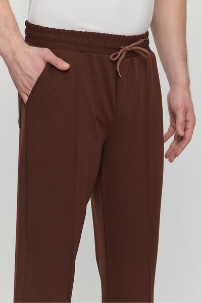 Polo State Καφέ ανδρικό παντελόνι Palazzo φαρδύ