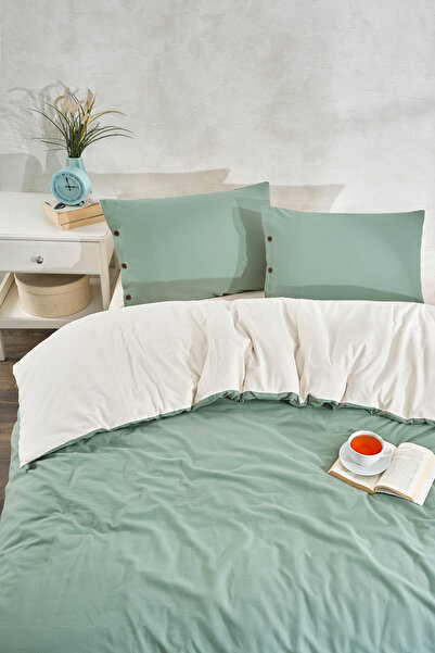 PASIONI طقم غطاء لحاف فردي مزدوج الوجه ناعم باللون الأخضر