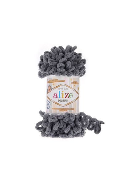 Alize Puffy Hand Knitting Yarn 100 gr 1 Τεμάχιο Χρώμα 87 Σκούρο Γκρι