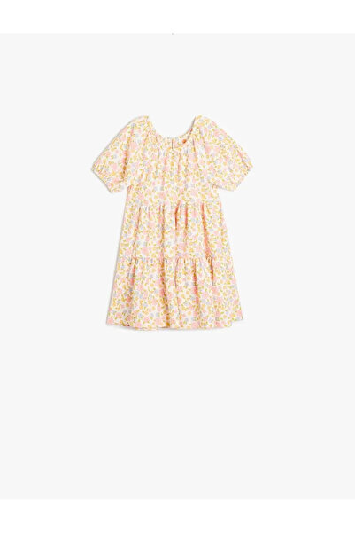 Koton Balloon Sleeves Round Neck Floral Print Dress