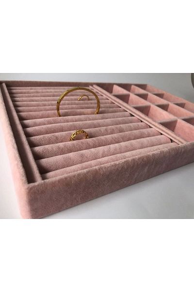 Aydın Decor Νέο Suede Pink κουτί κοσμημάτων με θήκη για λουκάνικα (Aydindecor)