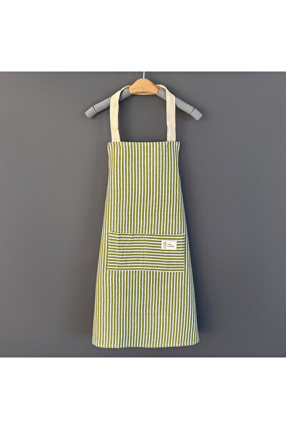 Choice قطعة واحدة من مآزر القنب الخضراء المخططة من القطن للاستخدام المنزلي الياباني للتنظيف والطبخ والخبز مع L