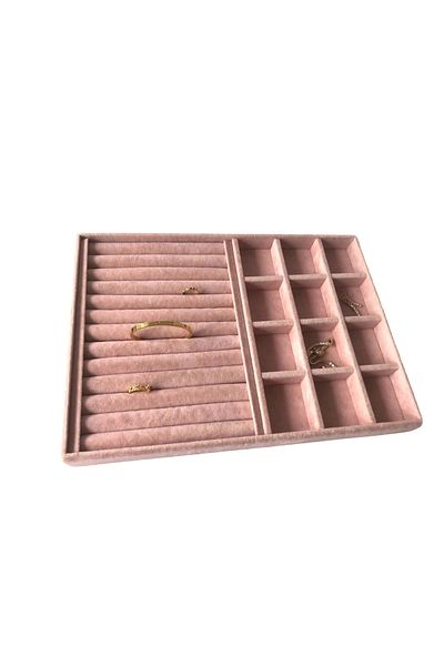 Aydın Decor Νέο Suede Pink κουτί κοσμημάτων με θήκη για λουκάνικα (Aydindecor)
