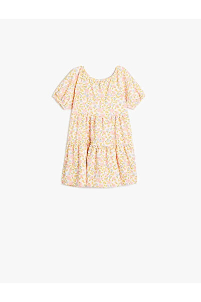 Koton Balloon Sleeves Round Neck Floral Print Dress