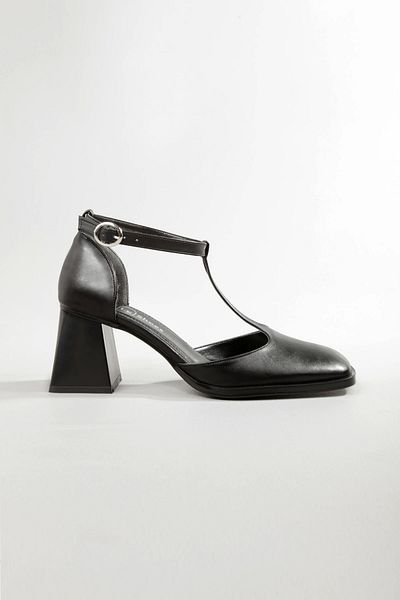 Lio Shoes Pantofi cu toc negru pentru femei cu vârf pătrat și talpă TPU - KSYHC105