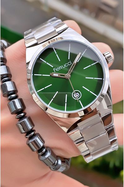 Ferrucci Brand Silver Color Steel Cord Steel Case Men's Wristwatch - Bracelet Gift