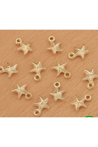 yiğit aksesuar 50Pcs Starfish Charm Bead Pendant End Bracelet End