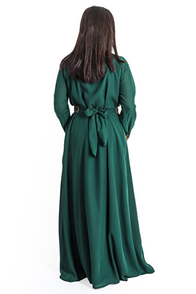 IKKXA Crystal Craft Dazzling Threadwork Green Kaftan IKW1110