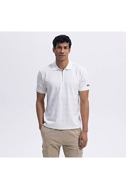 Ellesse Ανδρικό μπλουζάκι πόλο με φερμουάρ σε ανοιχτό λευκό χρώμα EM493