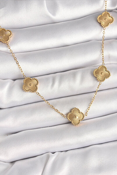 ANGELSS JEWELLERY سلسلة نسائية من الفولاذ 316L بلون ذهبي مطرزة على شكل نموذج ...