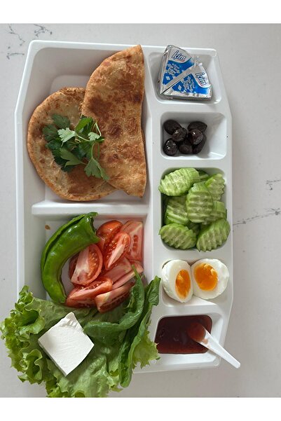 PEARSTORE 7 Bölmeli Kahvaltı Sunum Tabağı, Polikarbon Kahvaltı Tabağı , 24x35 Cm, Sunum Tabağı (4 ADET)