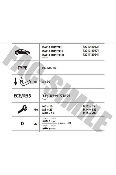 umbra DACİA DUSTER 2010-2024