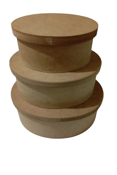 st koleksiyon hobi antika Mdf Set of 3 Flat Oval Boxes
