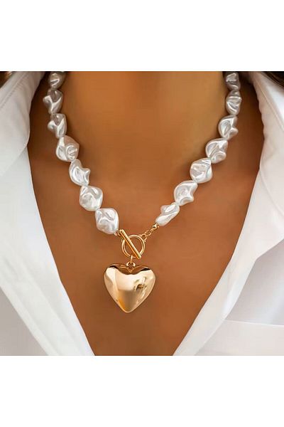 Minnoş Dükkan Baroque Pearl Necklace Bracelet Set