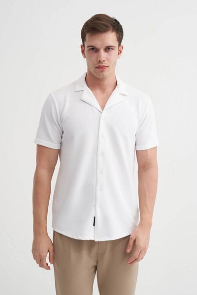 Cazador Slim Fit Slim Fit Χοντρό κοντομάνικο πουκάμισο