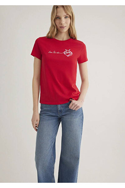 Mavi Bicycle Printed Red T-Shirt Semi Slim Fit / Semi Slim Fit 1612961-82054