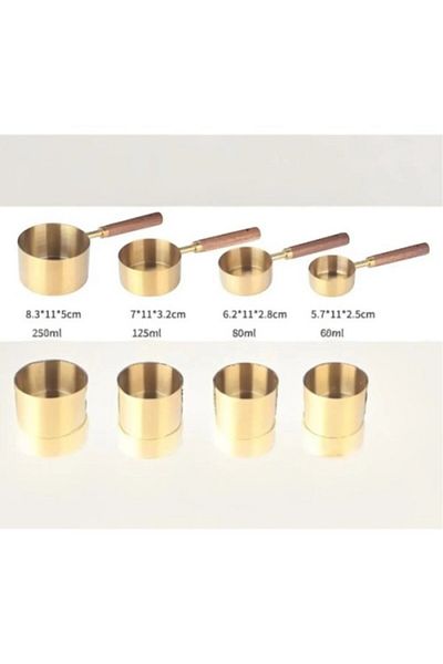 PERİBOİA Periboia Set of 4 Measuring Spoons with Wooden Handles