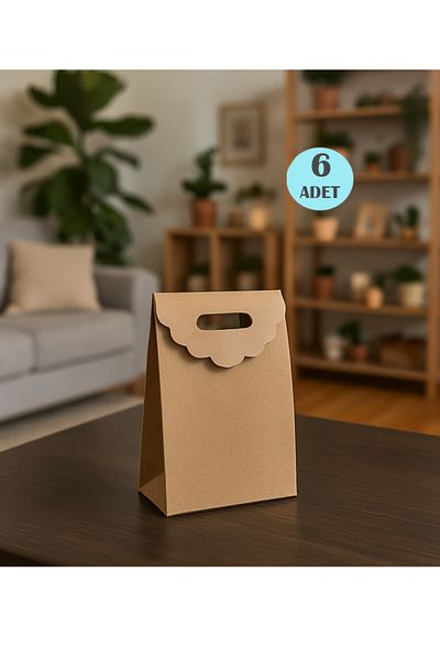 OLİ Art Hand Pass Kraft Bag 13X18Cm, 6Pcs Gift Bag with Closure Adhesive