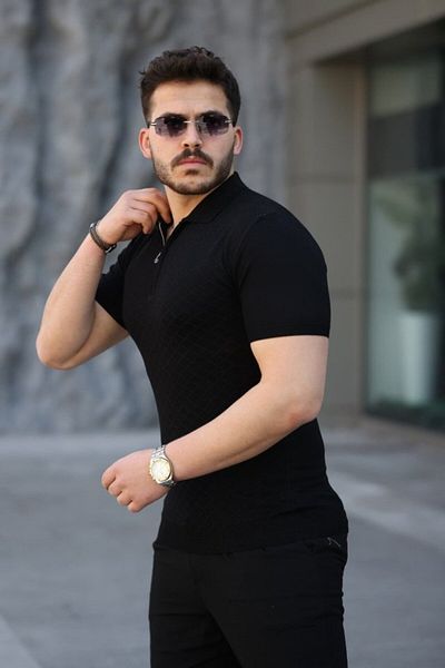 Viyamo تي شيرت منقوش بياقة بولو من قماش الفسكوز للرجال