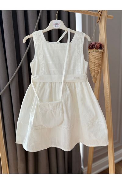 Baby Babyaden Scallop Lace Square Collar with White Bag Birthday Mevlüt Wedding Eid Girl Dress
