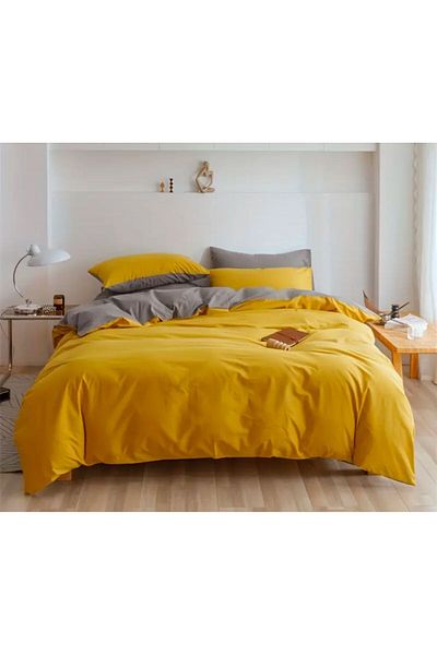 Eponj Home Easy-Iron Duvet Cover Set - Single - Maxi Yellow-Grey