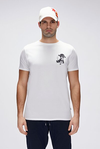 Bad Bear Duggie Beyaz Erkek Baskılı Tişört