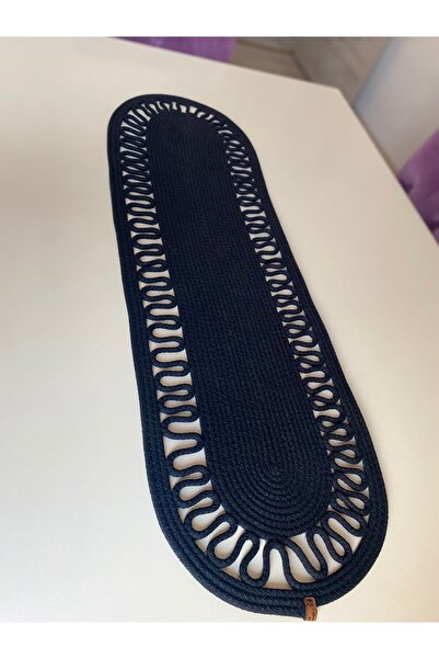 ELÇİÇEK HOME Făcut manual, paie, iută, runner, față de masă 25*100 cm (negru)