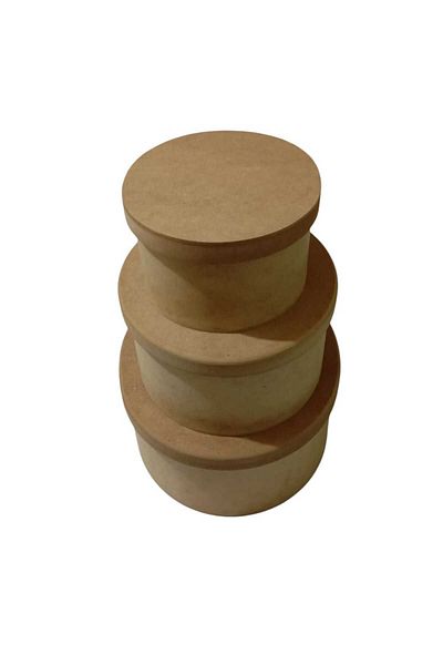 st koleksiyon hobi antika Mdf Set of 3 Flat Round Boxes