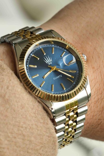 WATCHOFROYAL Grand Silver Gold Blue Wristwatch