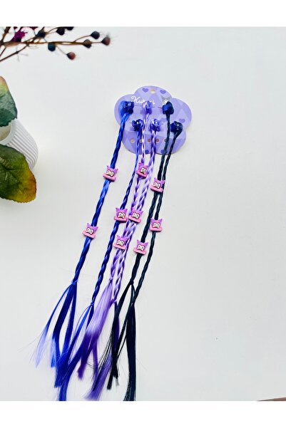 NEHİRDEN Sanrio Kawaii Kuromi Figure Hair Braid Hairpiece Wig Scrunchy Elasti...