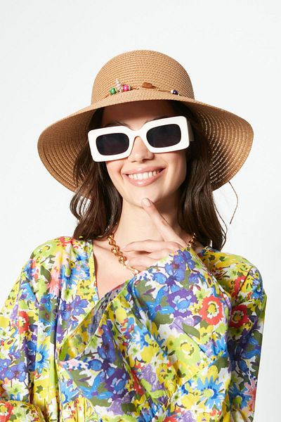 C&City Short Brim Straw Beach Hat Y23730-52 Mink