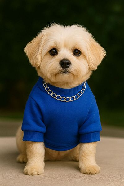 Barneystore Cat Dog Fleece Inside Sweat with Flower Pot Necklace