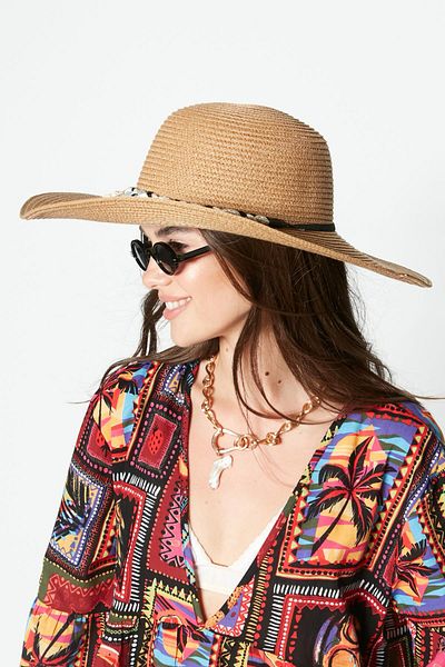 C&City Straw Beach Hat Y87300-14 Mink