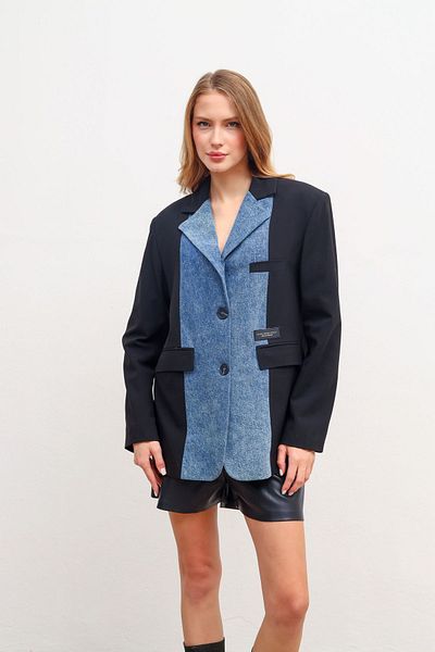 Perryes Jachetă de damă din denim cu detalii neagră