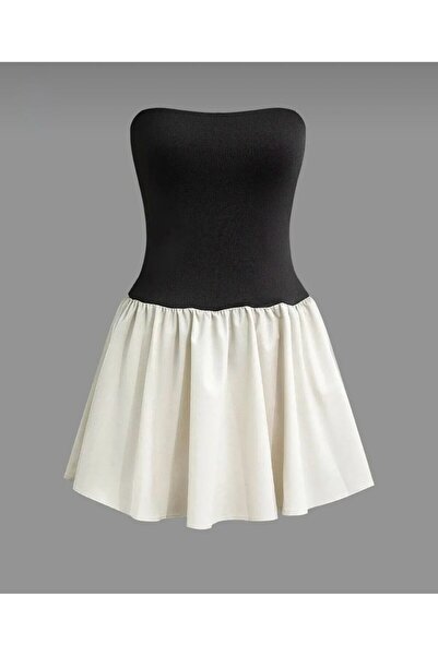 Serenay Atelier Двоколірне міні-плаття без бретелей для жінок