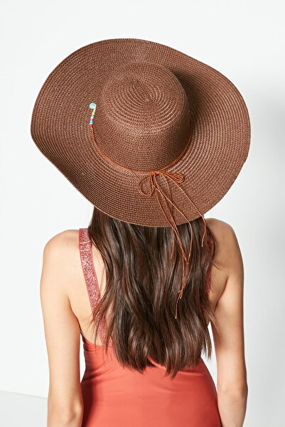 C&City Slaměný plážový klobouk Y23730-15 tmavě hnědý