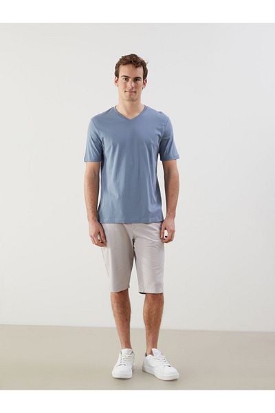 LC Waikiki Tricou pentru bărbați, cu decolteu în V, din țesătură pieptănată, 100% bumbac