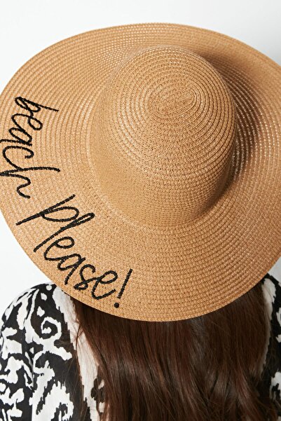 C&City Pláž Prosím Slaměná plážová čepice Y8203 Camel