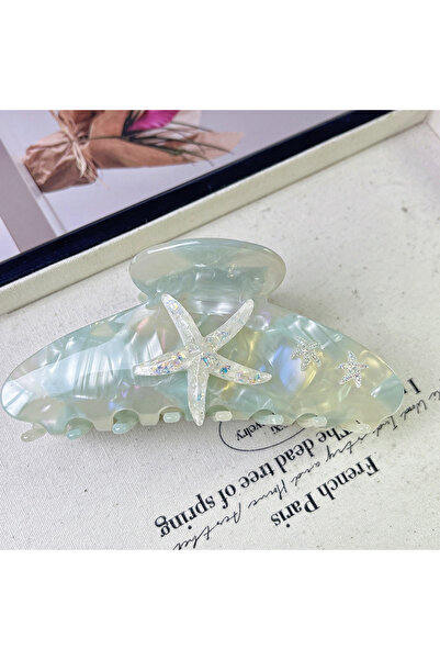 Nolana Starfish Patterned Bone Acetate High Quality Buckle - Blue