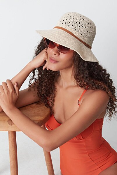 C&City Mercerized Medium Beige Beach Hat - T24740-15
