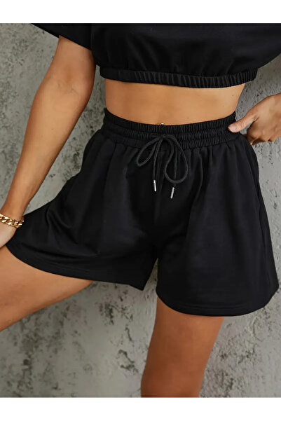 yx yustex sport Pantaloni scurți de damă din Lycra neagră, elastici, care eli...