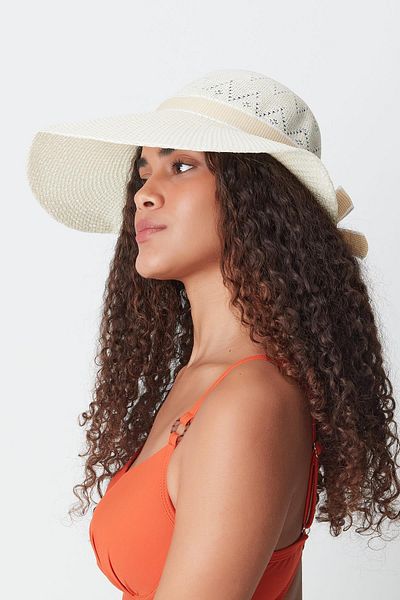 C&City Mercerized T24740-02 Model Beach Hat - Krém
