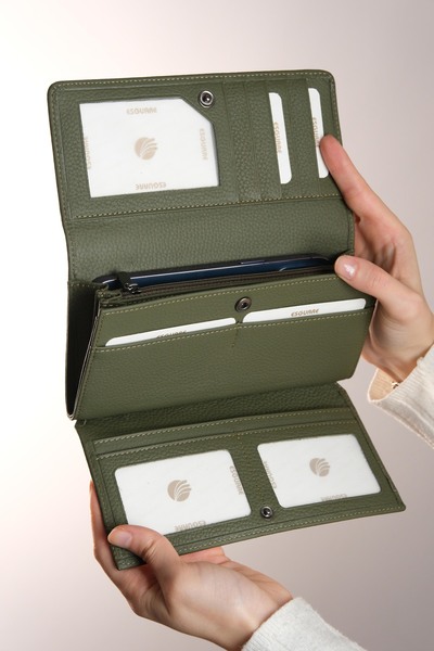 ESGUARE Women's 100% Genuine Leather Design Compartment Wallet