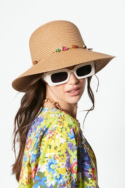 C&City Short Brim Straw Beach Hat Y23730-52 Mink