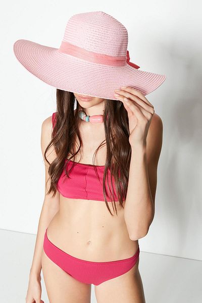 C&City Straw Beach Hat Y23730-22 Rose