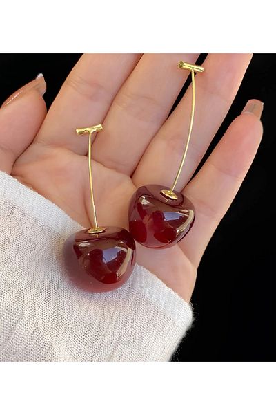 ÖNKÜTAKI Women's Cherry Earrings with Dangle