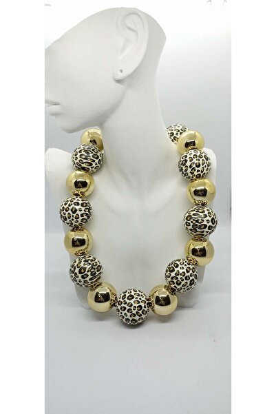ndjewelry البني ليوبارد والذهب قلادة مفصلة