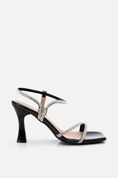 Yaya by Hotiç Woman's black stone chic high heel sandal