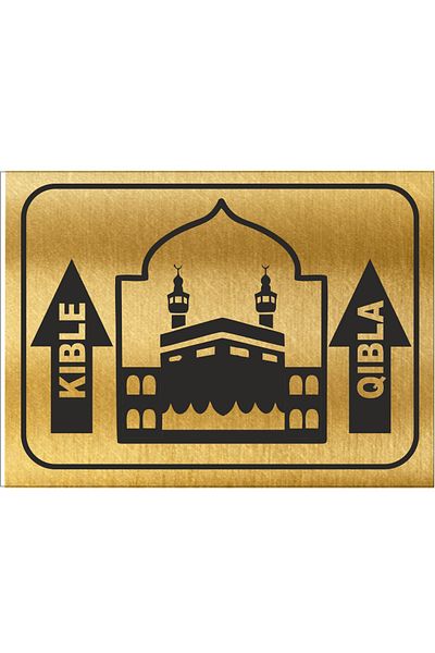 sıradışıhediyem علامة تحذير وتوجيه KIBLE DIRECTION مقاس 20 × 15 سم مع شريط مزدوج الجوانب في الخلف