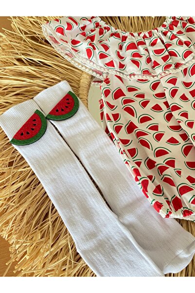 EBRU ÖZÖRGÜCÜ Girl's Fruity Jumpsuit Bandana and Socks Set